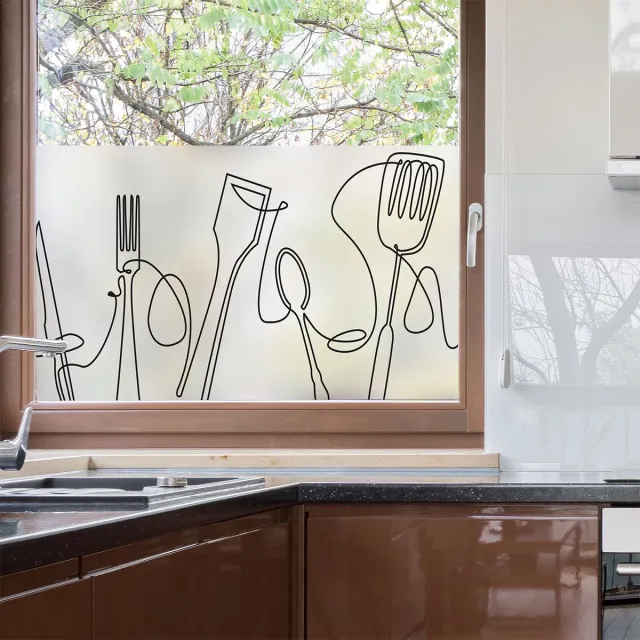 Ambiance Sticker Privacy raamfolie - KEUKEN - Zelfklevende raamfolie voor ramen en douchedeuren - 40x100cm Wit