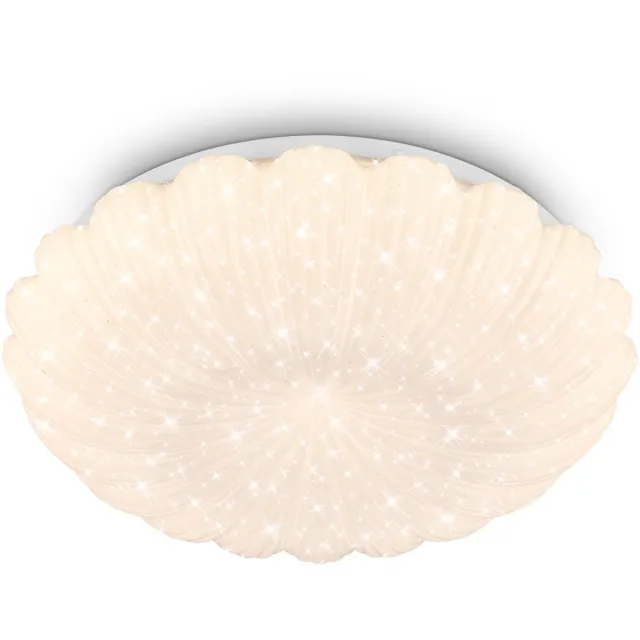 Briloner Cosmo - LED Plafondlamp - plafonniére met warm wit licht - sterrenhemel effect - gegolfde rand - Ø28.5cm - wit