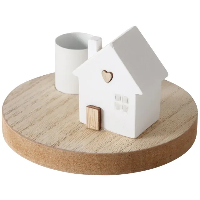Boltze Home Kandelaar met huisje op voet DOMICIL, hoogte 6,5 cm Wit