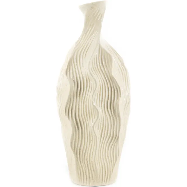 homebound by ky Aardewerk vaas wavestone beige | bloemenvaas | 17x17x42,5cm Off-white