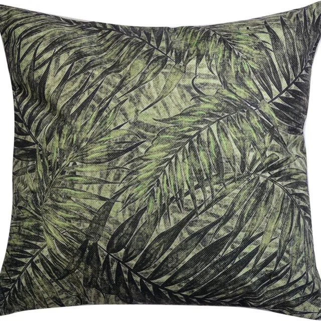 Clayre & Eef Sierkussen 43x43 cm Groen Synthetisch Bladeren