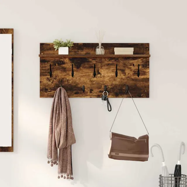 vidaXL Wandgemonteerde kapstok Gerookt eiken 80 x 40 x 12 cm Bruin