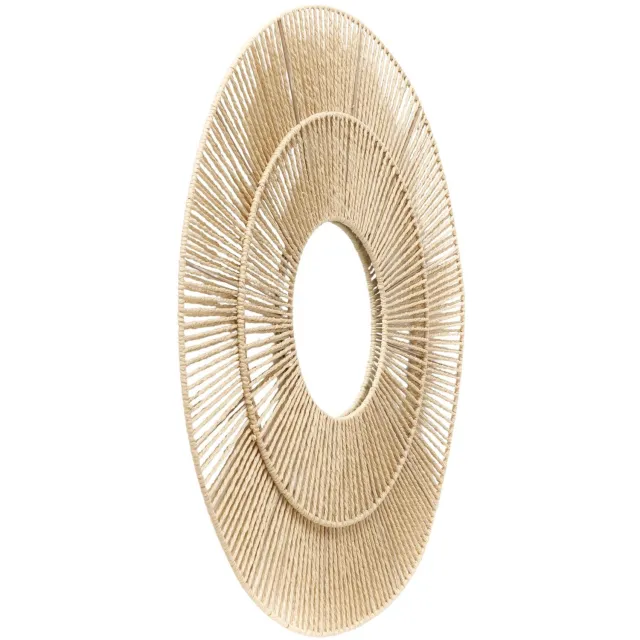 Boltze Decoratieve spiegel met gevlochten lijst MARAL, Ø 75 cm beige