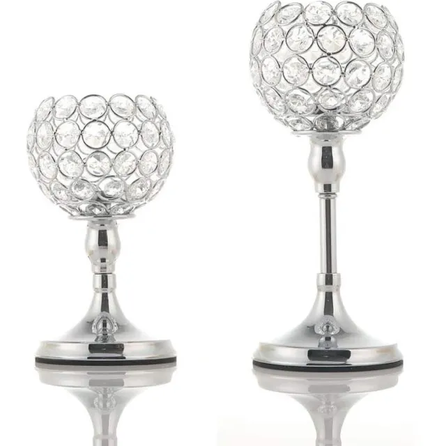 BELLE VOUS Kristallen kaarsenhouder als tafeldecoratie, voor bruiloften, feestdagen, als middelpunt op tafel, voor feestjes en verjaardagen. zilver