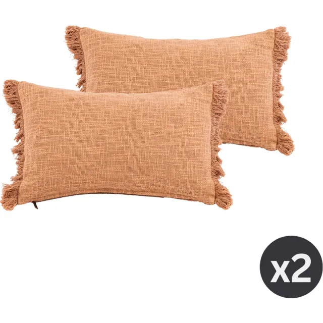 Tiseco Kussen (gevuld) COTTON SLUB SOLID, SET/2, 30x50cm, indian tan