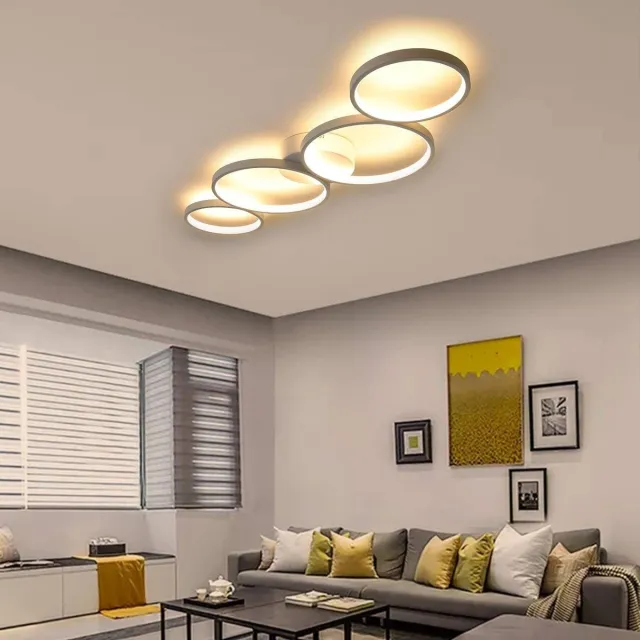 NETTLIFE Plafondlamp LED - 88cm - Wit - 3000-6000K Dimbaar - 55W Plafondverlichting - modern - Ring Design - 4-Lichts - met Afstandsbediening - voor Slaapkamer | Woonkamer | Kantoor | Keuken