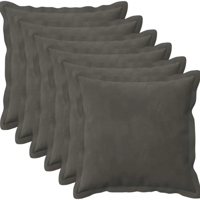 vidaXL Dekenkussen - 6 - st - HOUTEN - Donkergrijs - 40 - x - 40 - cm - fluweel
