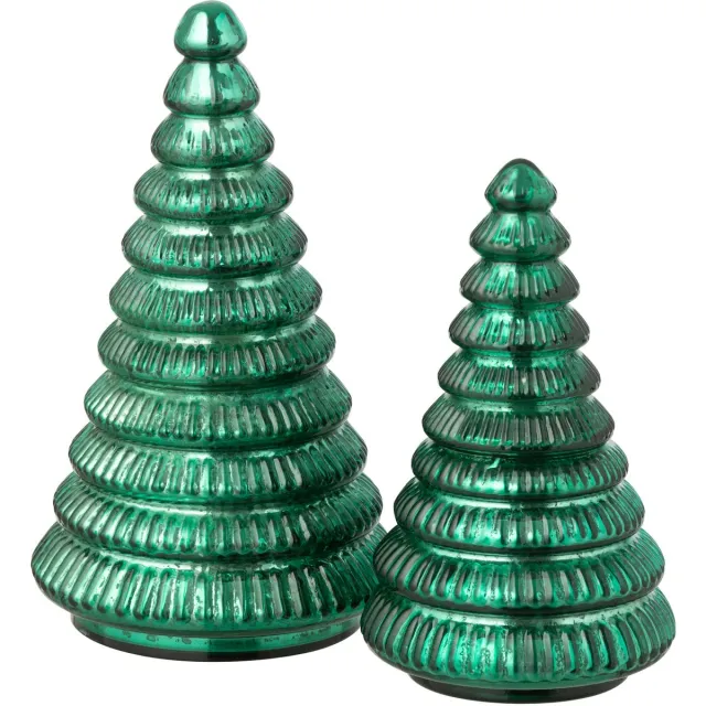 J-Line geurkaars Boom Geribbeld - glas - groen - large
