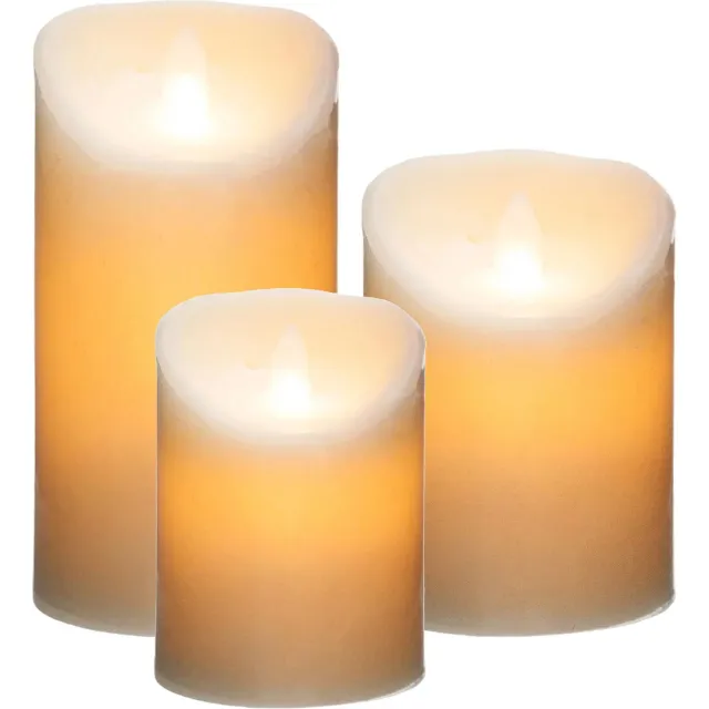 Atmosphera Led stompkaarsen op batterijen set - 3x stuks - Warm licht - Wit