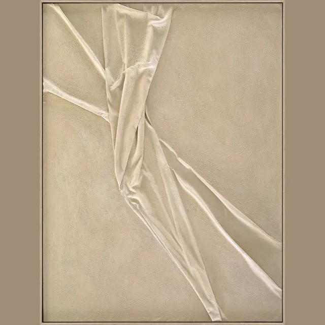 Ter Halle Handgeschilderd Schilderij - Wanddecoratie - Gevouwen Beige Doek - 90x120cm