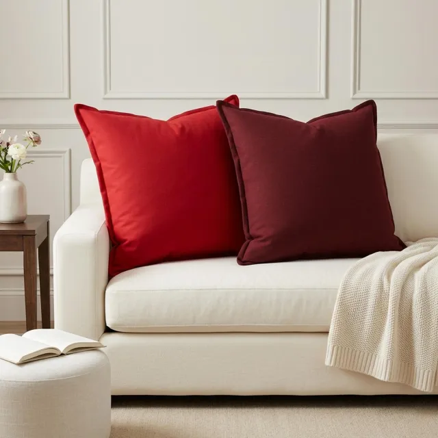 vidaXL Plaid kussen 2 st HOUTEN Rood 80 x 80 cm Faux Linnen