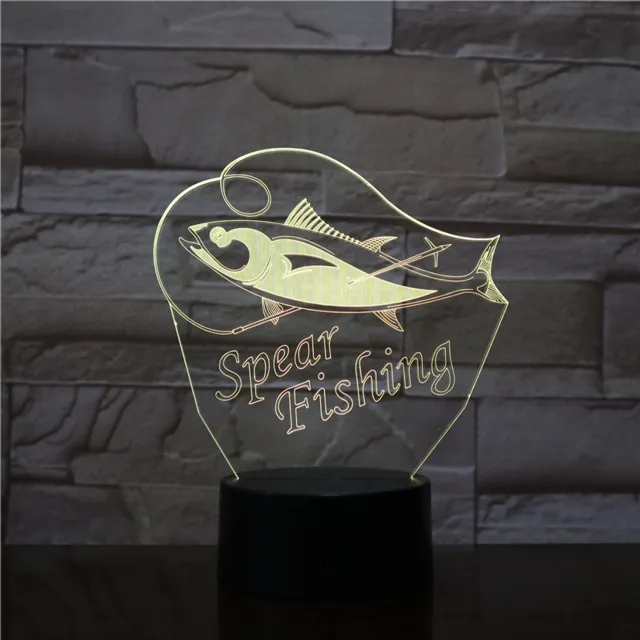 MC Living 3D Led Lamp Met Gravering - RGB 7 Kleuren - Vissen