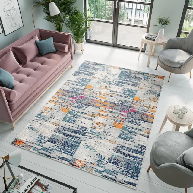 Tapiso Denver Vloerkleed Grijs Blauw Laagpolig Tapijt