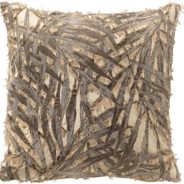 Dutch Decor NIM - sierkussen 45x45 cm - bladmotief - Timber Wolf - bruin - Inclusief binnenkussen - Luxe kussens voor woonkamer & bank Grijsgroen