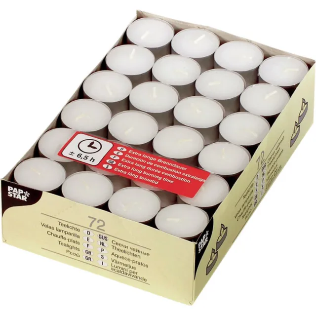 Conpax Candles Waxinelichtjes - 72x stuks - 6 branduren - Theelichtjes - kaarsjes Wit