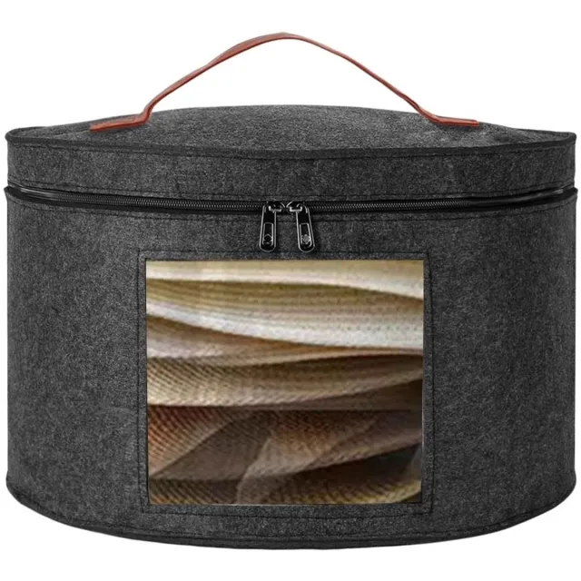 TuseRxln Felt Hoedendoos - Rond Hoedendoos - Dubbele Rits + Transparante Voorzijde - 1 Stuk - Zwart