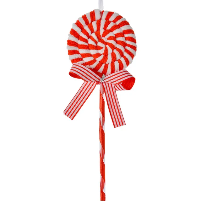 Clayre & Eef Kersthanger Lolly 25 cm Rood Wit Kunststof