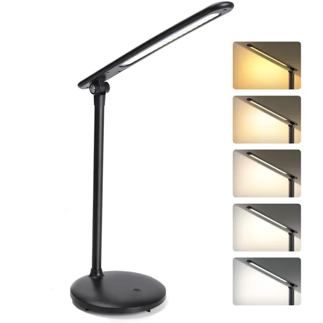 Aigostar 10O8X - Bureaulamp LED - Dimbaar - 3 kleuren - USB Opladen - Bedlamp- Tafellamp - 3W- Zwart