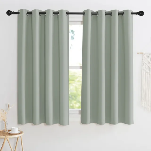 Ibenzoa Verduisteringsgordijn Saliegroen - Set van 2 (145x140cm)