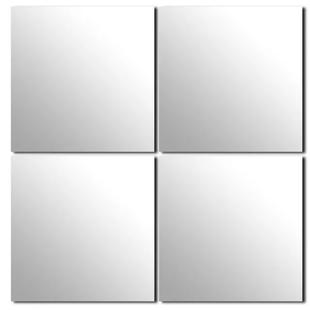 Tendance Plak spiegel tegels - 4x stuks - glas - zelfklevend - 30 x 30 cm - vierkant - muur/deur/wand Zilver