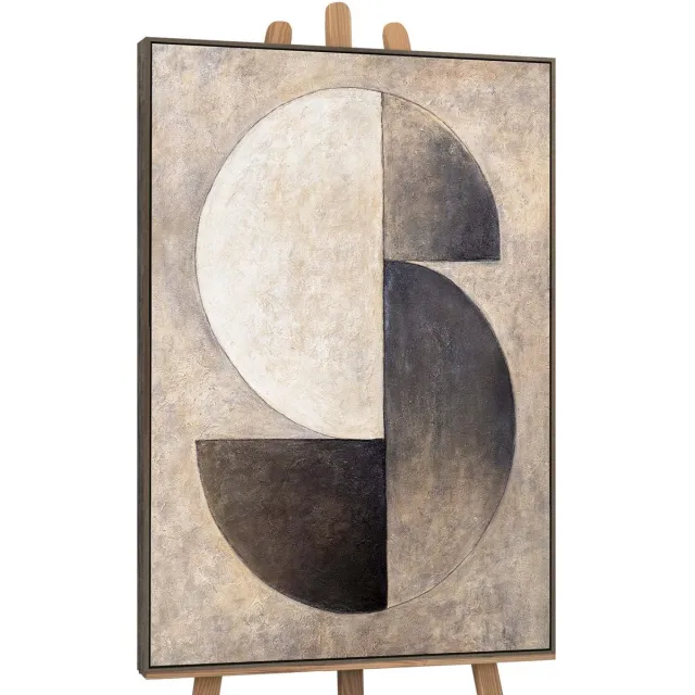 YS Schilderij - Handgeschilderd canvas schilderij - Wanddecoratie moderne Kunst - Beige en grijs - Reli?f - Muurdecoratie woonkamer - Slaapkamer decoratie - Kamer accessoires - schilderijen op canvasmetlijst Grey 120x80