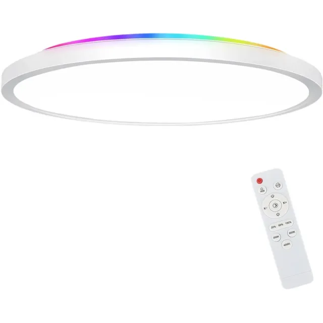 longziming LED Plafondlamp 29cm – RGB Badkamerlamp met Afstandsbediening – Voor Woonkamer, Keuken & Slaapkamer – 7 kleurveranderingen – Moderne Plafonnière Wit