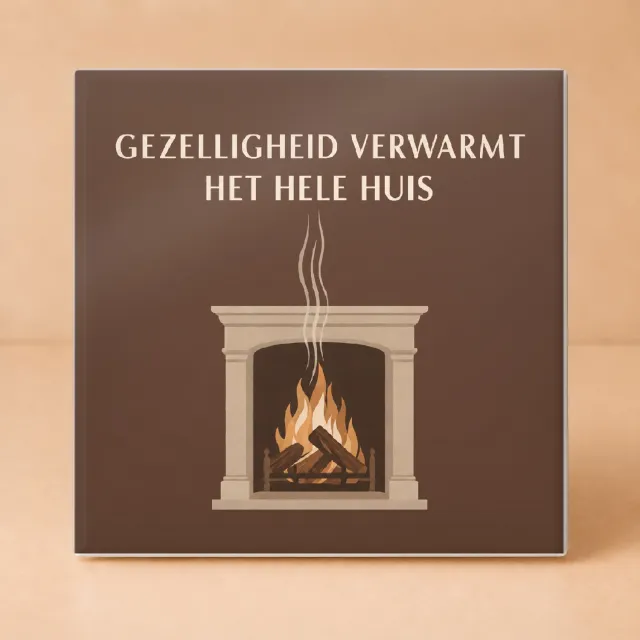 Bedruk King Sereen Winterse Gloed in Huis Tegel – Rustieke Gouache Wanddecoratie voor Gezellige Woonkamers - 15 x 15 cm Wit