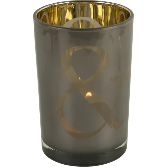 Mars & More Windlicht taupe - theelichthouder glas - 18 cm hoog