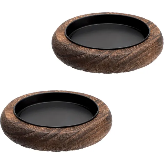 Ibenzoa Decoratieve Houten Kaarsenborden Set van 2 voor Stijlvolle Tafeldecoratie en Cadeau-ideeën bruin