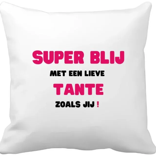 Akyol super blij met een lieve tante zoals jij Kussen hoes - Tante - de liefste tante - verjaardag - cadeautje voor tante - tante artikelen - kado - geschenk - 40 bij 40 cm Multicolor