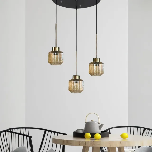 Bamyum Jerno hanglamp Ø11 cm, hanglamp vintage, industrieel van metaal en glas E27, woonkamerlamp hangend, eettafel, keukenlamp Honigfarbe