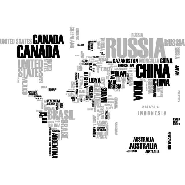 Crearreda Muursticker World Map 47 X 67 Cm Papier Grijs/zwart