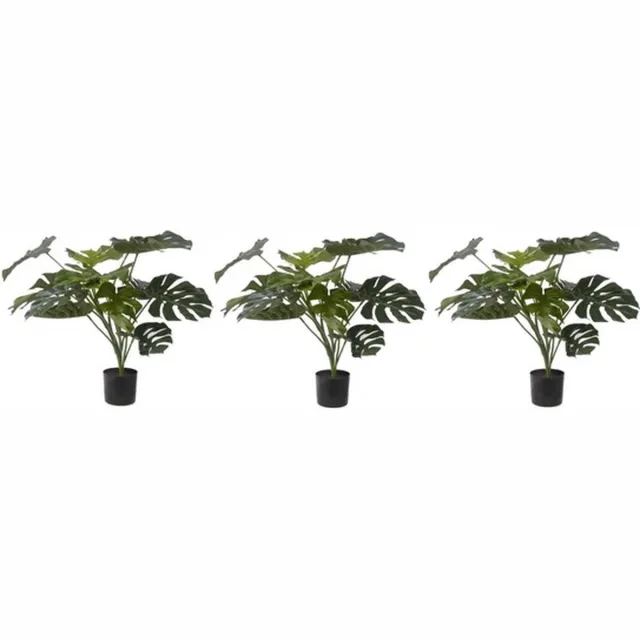 Bellatio Flowers & Plants 3x Groene Monstera kunstplant 85 cm voor binnen - kunstplanten/nepplanten