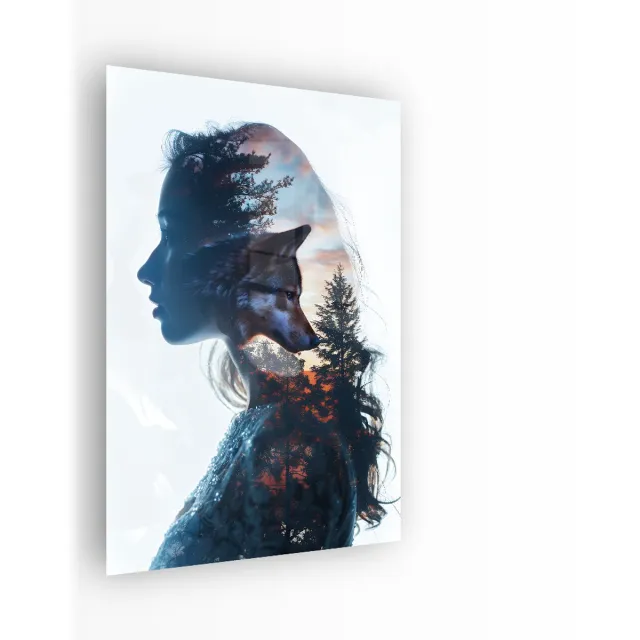 Indoorart Glasschilderij Wilde Ziel 40x60 CM - Afbeelding op plexiglas - Inclusief montagemateriaal wit,zwart, blauw, grijs