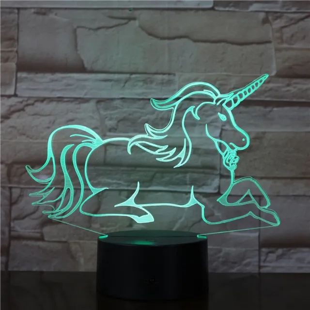 MC Living 3D Led Lamp Met Gravering - RGB 7 Kleuren - Unicorn