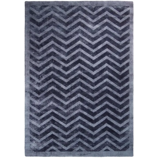 Padiro design laagpolig vloerkleed 160 x 230 cm - donkerblauw - modern geometrisch patroon - voor vloerverwarming - van viscose en katoen