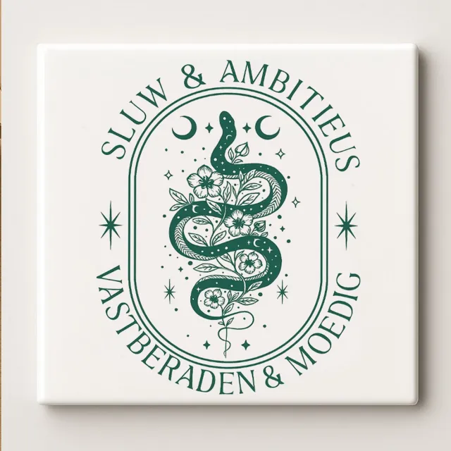 Nevolis Sluw & Ambitieus – Inspirerende Slang Symboliek Keramische Tegel 15 × 15 cm | Motiverende Woondecoratie Wandtegel Multi Color