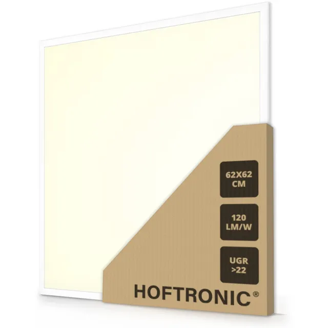 HOFTRONIC LED Paneel - 62 x 62 cm - 36 Watt - 4320lm (120lm/W) - 3000K warm wit - Flikkervrij - UGR22 - 50.000 branduren - Incl. Philips Certa Drive driver