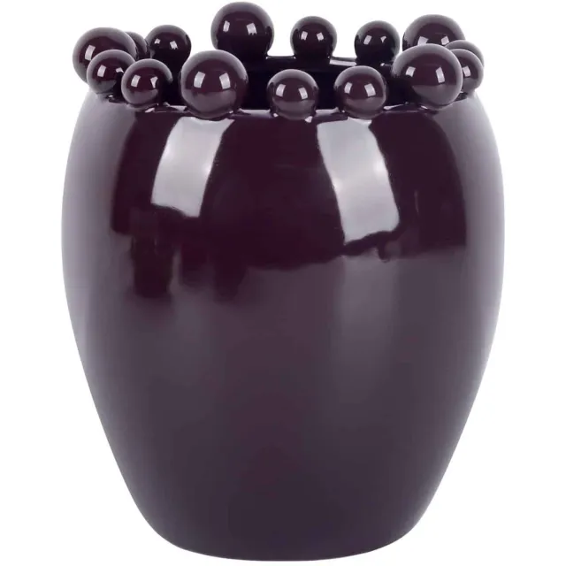 Present Time Vaas Cadiz Dotty Medium - Donkerpaars - 16x16x21cm - Keramiek - Scandinavisch - Bloemenvaas - Woondecoratie - Decoratieve vaas voor woonkamer of slaapkamer