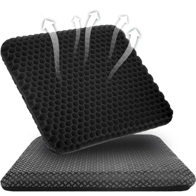 Imperatoris Gelkussen - Dubbellaags - Gel Zitkussen - Gelkussen Zitten - Stuitkussen - Wigkussen - Stoelkussen - Orthopedisch - Traagschuim Kussen - 43 x 39 x 4 cm - Zwart - van Imperatoris