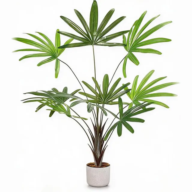 Triumpunpre Kunst Tropische Vingerpalm - 100cm, duurzame PEVA bladeren, stabiele pot voor zakelijk binnen en overdekt buiten groen