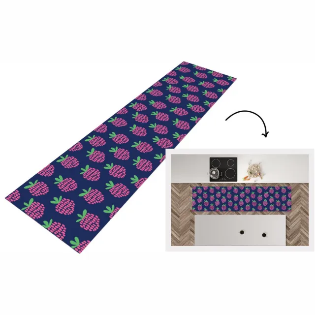 KitchenYeah Keukenloper - Keukenmat vinyl Patroon - Framboos - Retro - Keukenmatten loper - Keuken vloerkleed tapijt, foto 5