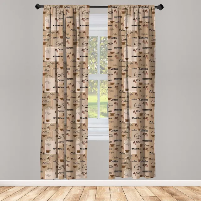 ABAKUHAUS koffie gordijnen – 2-delig 75x245 cm – microvezel Pale bruin zwart
