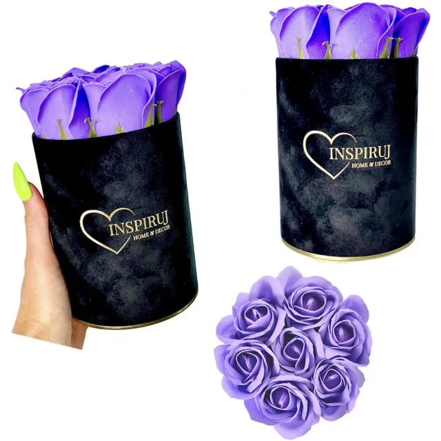 Inspiruj Flowerbox - Zwarte Doos met Zeeprozen - Fioletowy