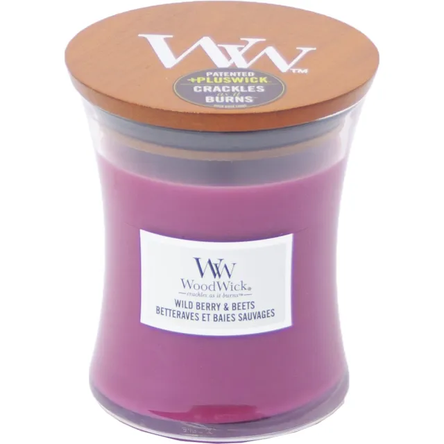Woodwick Hourglass Medium Geurkaars - Wild Berry & Beets - 60 branduren Paars