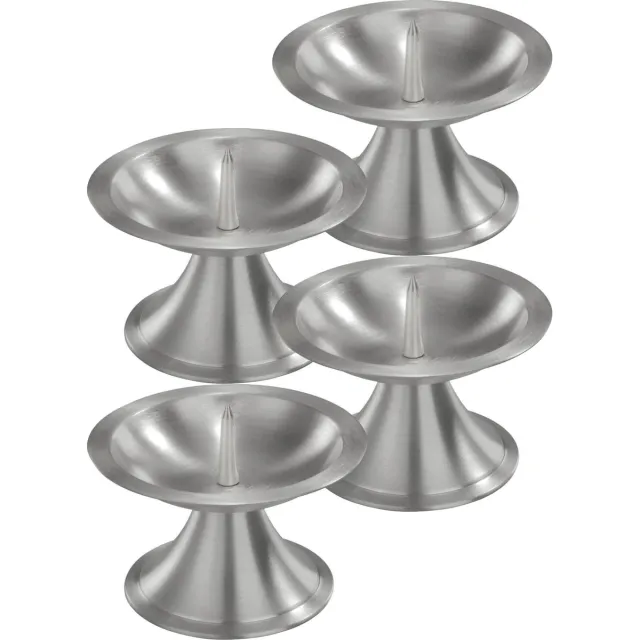 Trend Candles 4x Luxe metalen kaarsenhouders zilver voor stompkaarsen van 7-8 cm - Stompkaarshouder - Kaarshouder/kaarsen standaard - Kandelaar voor stompkaarsen - Woonaccessoires