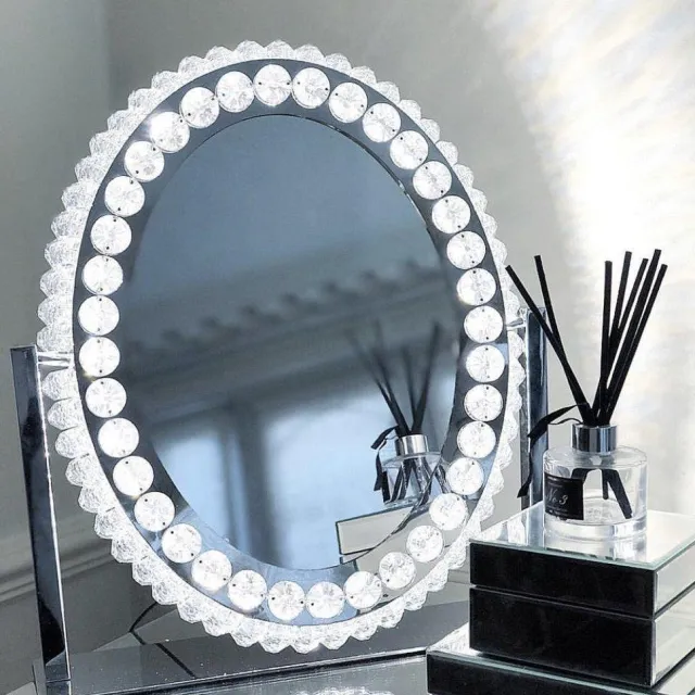 Bright Beauty Vanity Bright Beauty make up spiegel met verlichting - rond ovaal - dimbaar met drie lichtstanden zilver