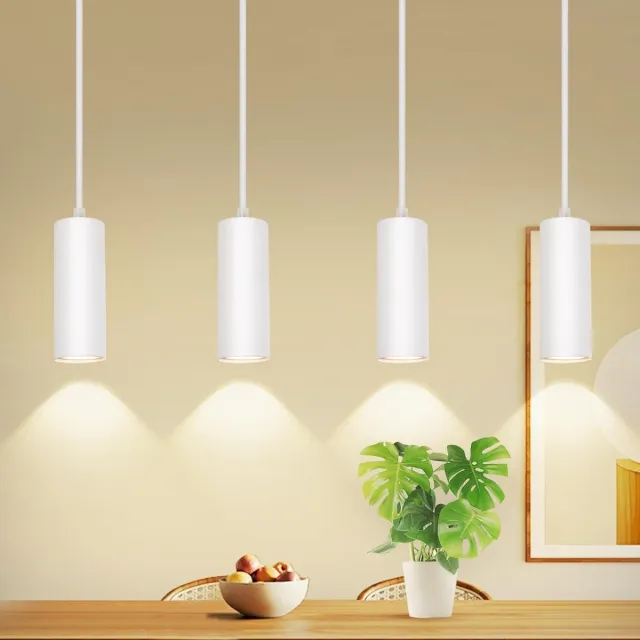 Glitzerlife Hanglampen - Modern Minimalistisch - 4xGU10 - hoogteverstelbaar - Hout en Metaal - Ø60cm - Wit en Houtkleurig- geschikt voor woonkamer keuken café