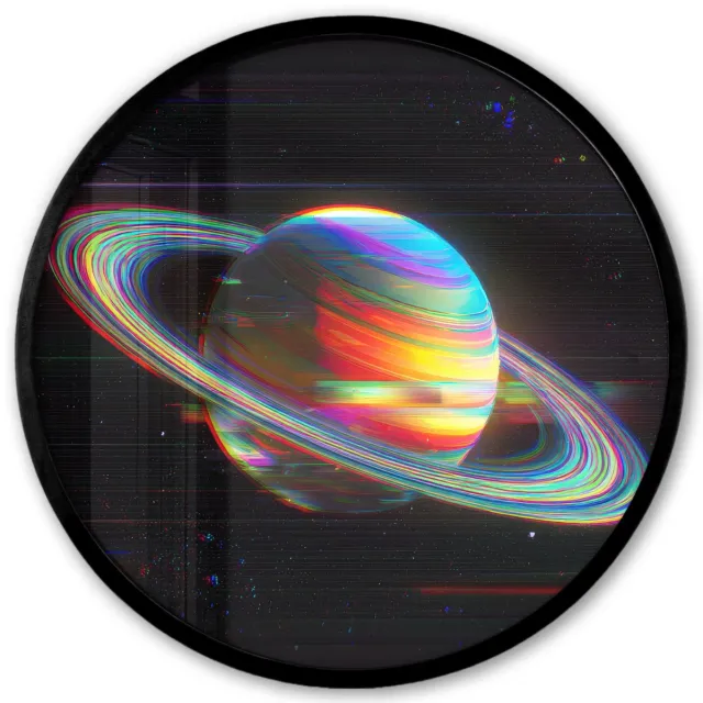 FrameYourWall Poster in lijst Rond - Fotolijst 40x40 cm - Posters - Planeet - Cirkel - Kleurrijk - Ronde posterlijst zwart - Decoratie - Wanddecoratie woonkamer - Muurdecoratie slaapkamer