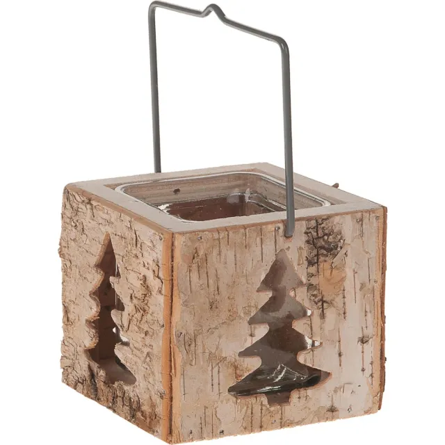 Dijk Natural Collections Theelichthouder Hout Kerstboom waxinelichthouder Fridrika 10x10x10cm Multi